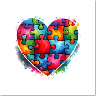 Puzzle Heart Autism Awareness Gift for Birthday, Mother's Day, Thanksgiving, Christmas Posters and Art